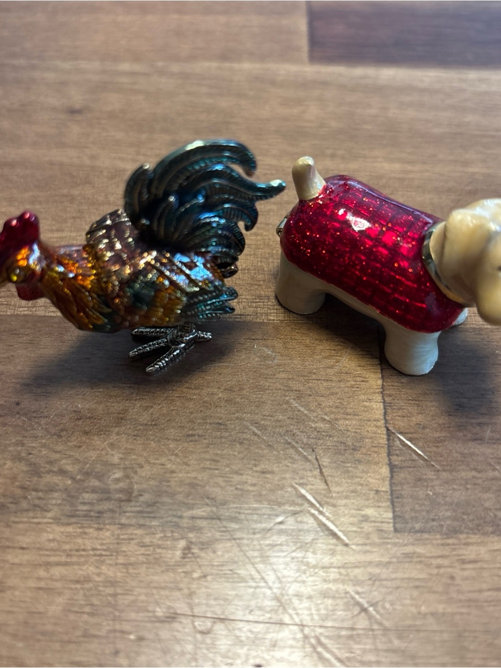 Set of 2 Monet Trinket Holders Dog and Rooster